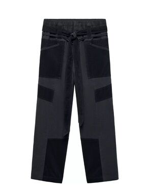 Zara Black Cropped Utility Patchwork Pants